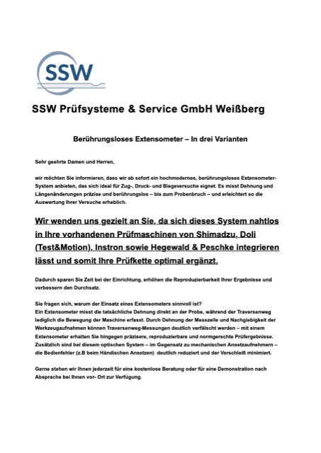First page: video extensometer newsletter